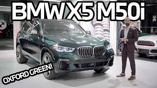 BMW X5 M50i Oxford Green Metallic on Tartufo Marino 2023