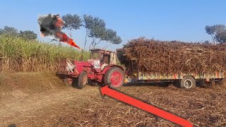 rusi tractor power stunt load sugarcane  trolley good performance tractor video