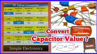 Capacitor Value Converter formula In Excel. Picofarad (pF), Nanofarad (nF) & Microfarad (uF)