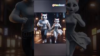 🙀 White cat fighting 🦖🦖 Godzilla Part1#cats#animation#viral short#shortsfeed