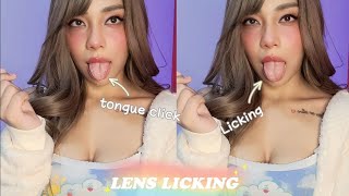 ASMR +18 LENS LICKING, TONGUE CLICKING, WET MOUTH SOUNDS, LAMBENDO A LENTE  #ASMR #LENSLICKING