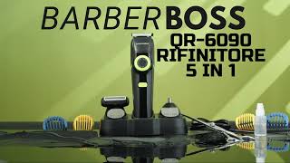 BarberBoss QR-6090 Eccellente kit di rasatura 5 in 1 - Lama in ceramica, LED intelligente