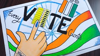 Drawing on National Voters Day/Voters day drawing easy/Voter Awareness poster/Matdata jagrukta chart