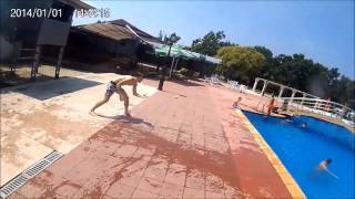 Having fun at the swimming pool with GoPro