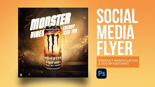 Energy Drink Flyer Design in Photoshop | Product Manipulation for Promotional Flyer