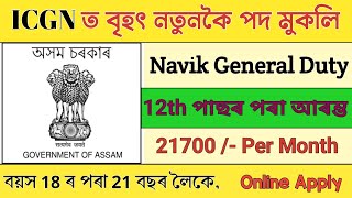 চৰকাৰৰ ফালৰ পৰা আহিগল আকৌ নতুন নিযুক্তি || Nevik General Duty পদৰ বাবে পদ মুকলি || new vacancy 2024