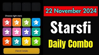 Starsfi Daily Combo 22 November | Starsfi Puzzle Solution Today | Starsfi Combo Cards #starsfi