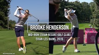 Brooke Henderson Golf Swing Mid-Iron (DTL & FO), Evian Championship, July 2019.