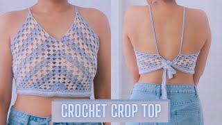 How to crochet crop top / crochet blouse / easy granny stitch top