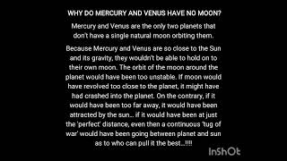 Why do Mercury and Venus do not have moon?