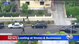 LAPD Officers Foot Chase After Looting In Hollywood