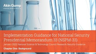 Implementation Guidance for NSPM-33: Background on the Guidance