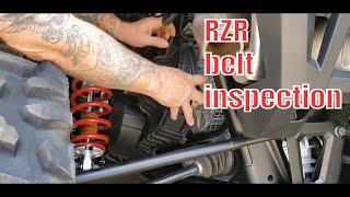 First time Polaris RZR XP Turbo belt inspection & air filter cleaning