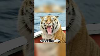 Man trapped in a boat with a sussy tiger