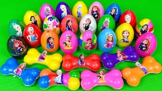 Rainbow Eggs: Looking For Disney Princesses Inside Dog Bone With Clay - Satisfying Slime ASRM