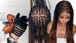 DIY : Full Lace Triangle Part Mini Knotless Ombre Box Braids Wig Making Tutorial