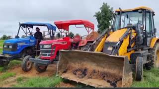 New Jcb 3dx Eco Machine Loading Red Mud In Mahindra and Swaraj Tractor | Jcb and Tractor Cartoon