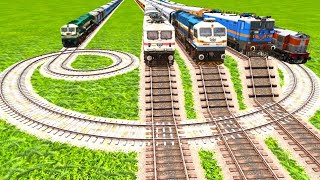 MOST DIFFICULT TWISTY RAILWAY TRACKS VS HIGH SPEED TRAINS|FORKED RAILWAY CROSSING|Train Simulator|