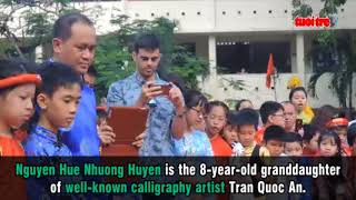 8yo girl prints largest Vietnamese calligraphy hanging for Tet