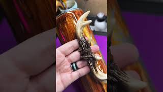 Woodgrain Antler Handle Tumbler #tumbler #woodgrain #epoxy #antlerhandle #fyp #viral