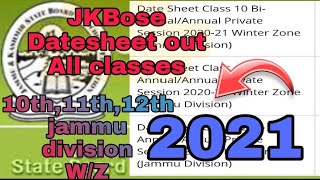 JKBOSE DateSheet Bi-Annual  Class10th 11th 12 th/ Winter Zones JammuProvince |