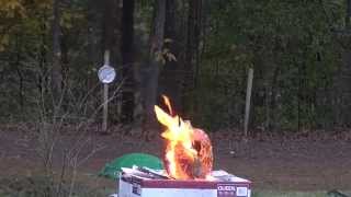 Carving a Pumpkin with a slingshot. (Pocket Shot)