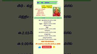 Today Panchangam 05.10.2024/dasaranavratrulu #shorts#vijayadashami  #viral #ytshorts2024#dasara2024