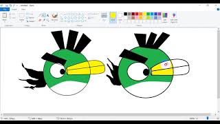 Green angry bird in MS Paint// How to draw Green Angry Bird in MS Paint