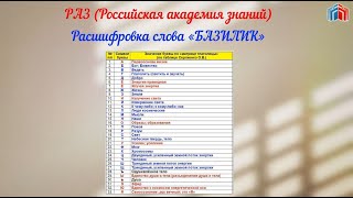 Расшифровка слова БАЗИЛИК