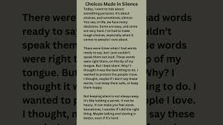 English Through Stories: Choices Made In Silence