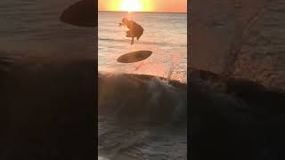 INSANE skim boarding 540 shuv it at SUNSET???!?!?!!? #skimboarding  #shorts30  #shorts