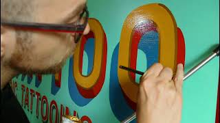 Hand painting a traditional TATTOO SHOP sign - The art of SIGN PAINTING (Signwriting) | Lettering