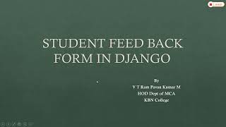 Student Feed Back Form in Django