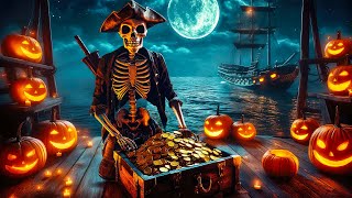 Ghostly Pirate Ship Halloween Ambience 🎃Dark Ocean Vibes & Spooky Halloween Music for Chilling Night