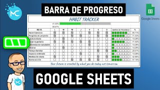 Habit Tracker Google Sheets Como Hacer una Barra de Progreso - Formulas Caracter Repetir y Sparkline