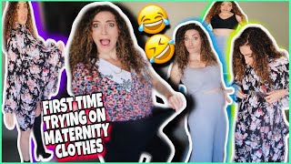 14 weeks pregnant maternity clothing haul | Trying On Maternity Clothes For The First Time