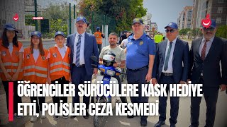 Antalya'da Öğrenciler Tarafından Hazırlanan Proje İle Motosiklet Sürücülerine Kask Dağıtıldı