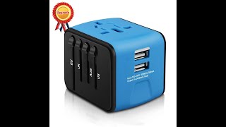 Universal Travel Adapter, HAOZI European & International Power Adapter 2.4A Dual USB