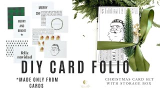 MADE ONLY FROM 5x7 CARDS - DIY CHRISTMAS FOLIO - EASY FLIP UP PHOTOS ALBUM WITH POCKETS AND ENVELOPE