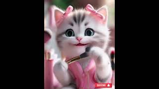 KITTEN, CAT IS DOING MAKE UP