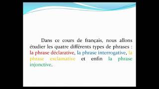 Les Types de Phrases , Cours, Exercices, Corrigés