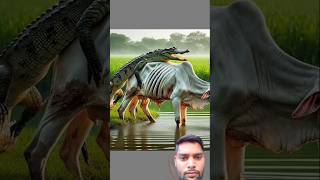 Rescue a week Cow from an alligator 🐊 #cow #weakanimals #aligators #ytshorts #shorts