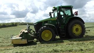 Silage 2024 - John Deere 7R330 Mowing with Krone Front & Rear Trailed Mowers