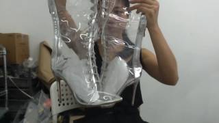 Unboxing Clear Vinyl Lace-Up Thigh-High Boots