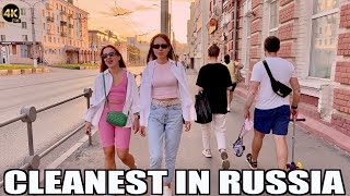 ⁴ᴷ RUSSIAN STREET STYLE CHEBOKSARY CITY  | Russia Cleanest city in the Evening