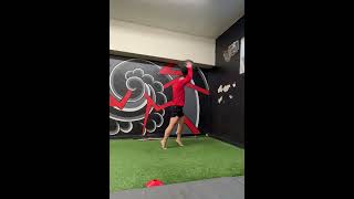 VHP Standing Split Stance Overhead Slam