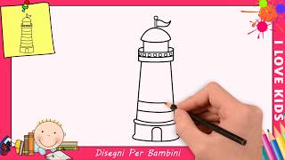 Come disegnare un faro FACILE passo per passo per bambini 1