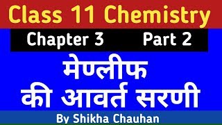 मेण्लीफ की आवर्त सरणी | Class 11 Chemistry Chapter 3 | UP Board Part 2