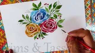 How to paint loose Roses | Easy tips for Beginners | Roses & leaves painting