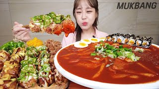 SUB) 국물까지 퍼먹어야 제맛 엽기떡볶이🌶 &  타코야끼 꿀조합 먹방 SPICY YUPKI TTEOKBOKKI WITH TAKOYAKI REAL SOUND ASMR MUKBANG